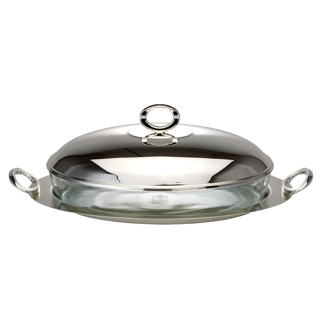 Oval Platter With Silver Plated Pyrex