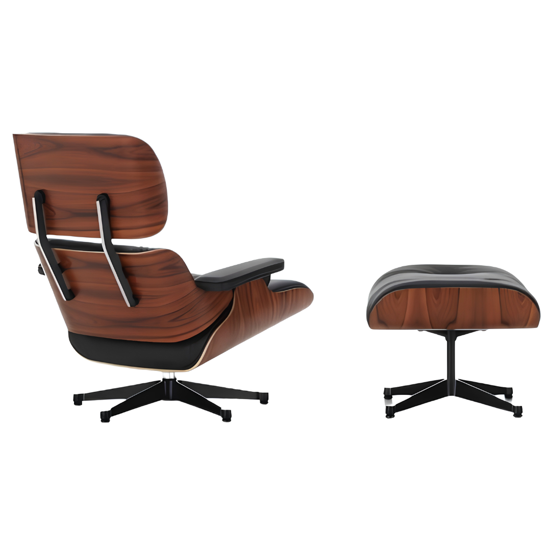 Poltrona Eames Lounge Chair & Ottoman – American Cherry e Pele Preta