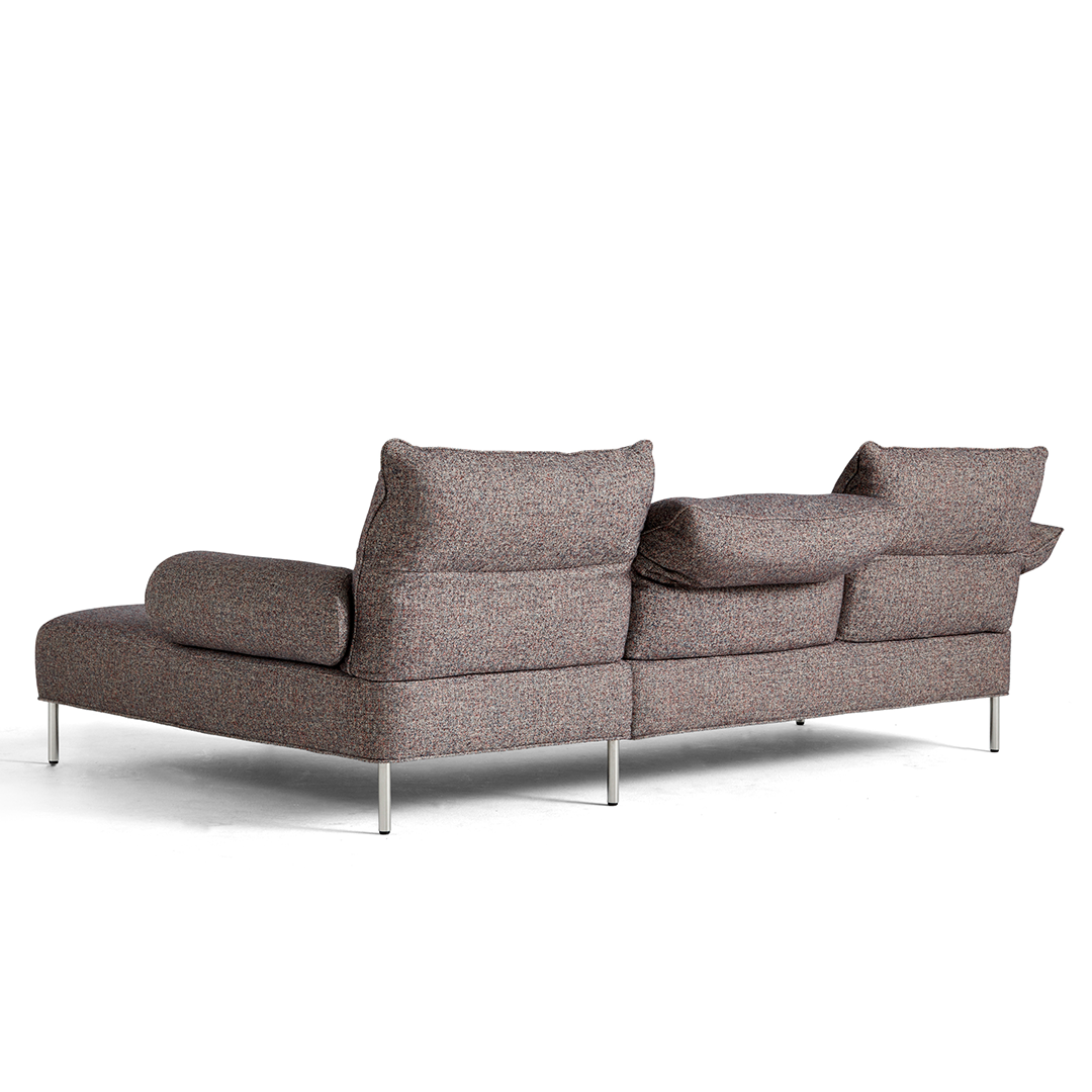 Pandarine 3 Seater Sofa with Chaise Longue and Cylindrical Armrests and Recliner