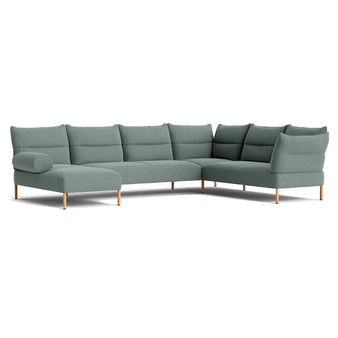 Corner Pandarine Sofa with Chaise Longue and Cylindrical Folding Arms
