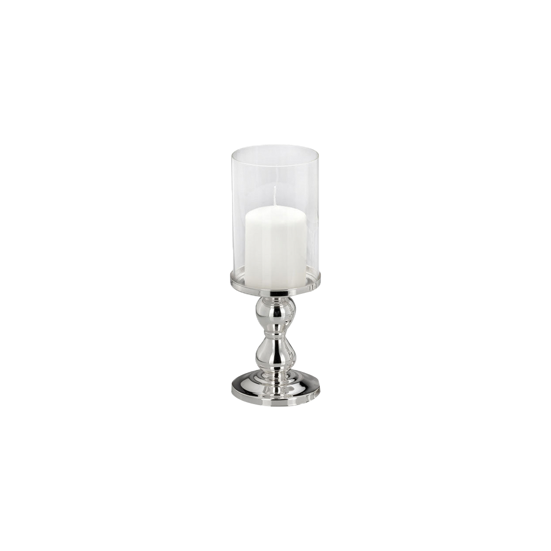 Silver Plated Candlestick with Glass