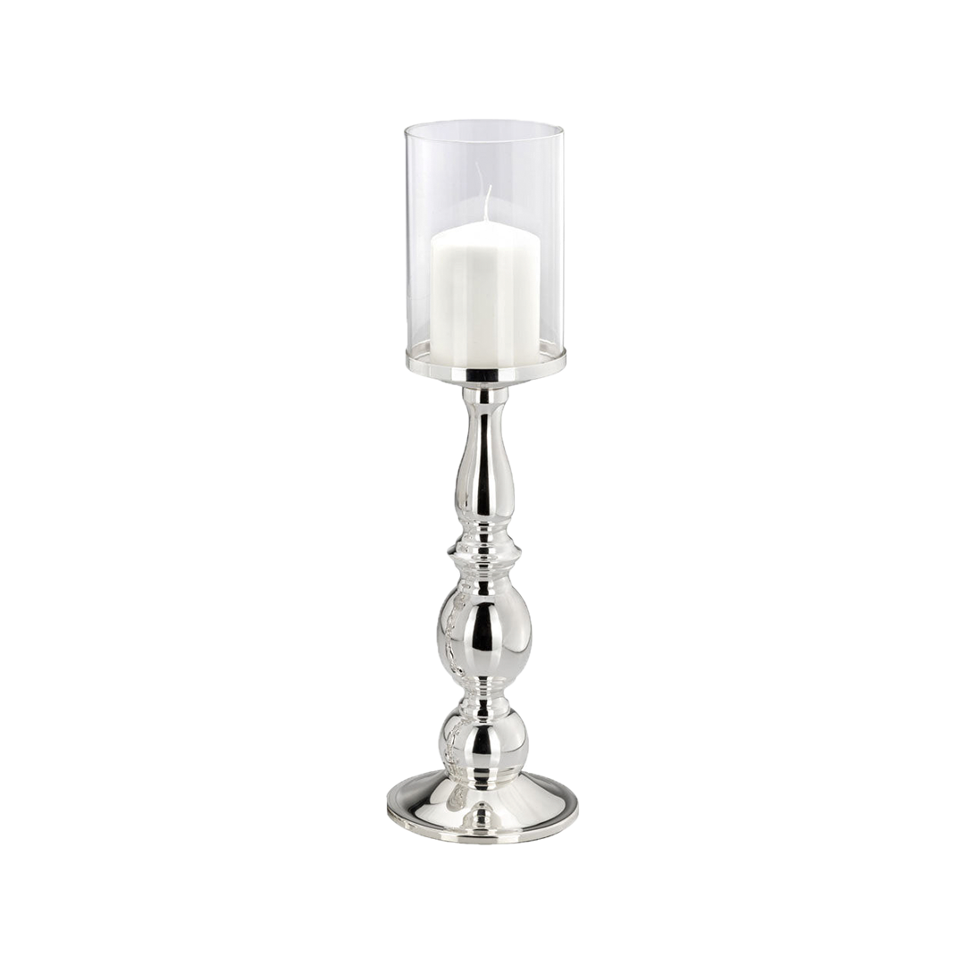 Silver Plated Candlestick with Glass