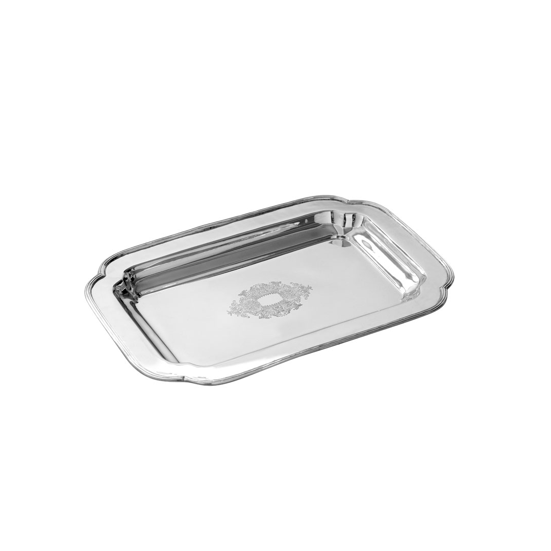 Silver Plated Tray with Ornament