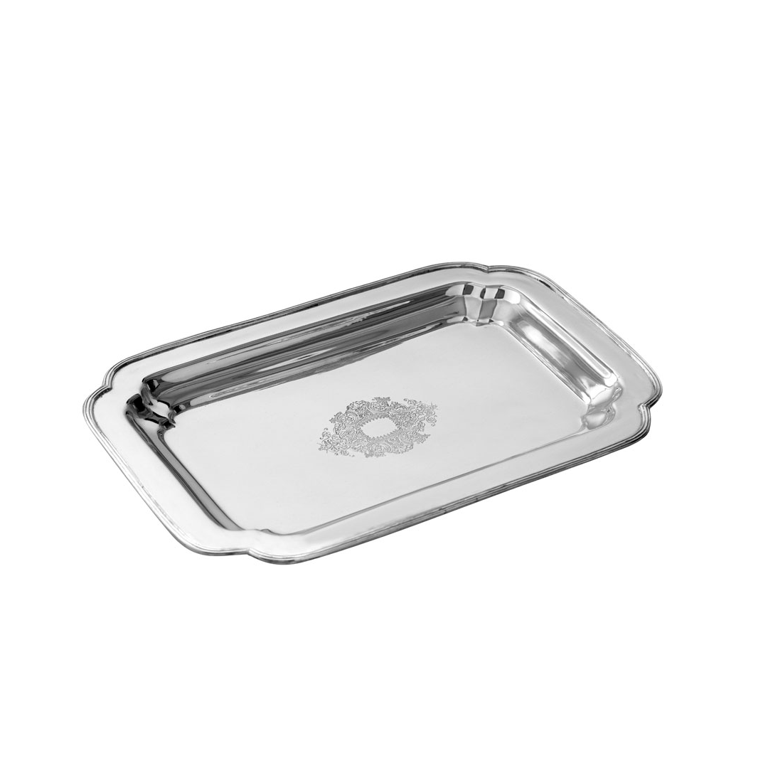Silver Plated Tray with Ornament
