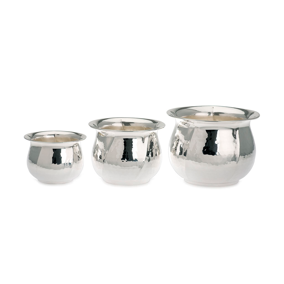Set of 3 Hammered Silver Plated Vases 