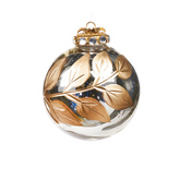 Christmas Tree Ball in Glass with Golden Leaf