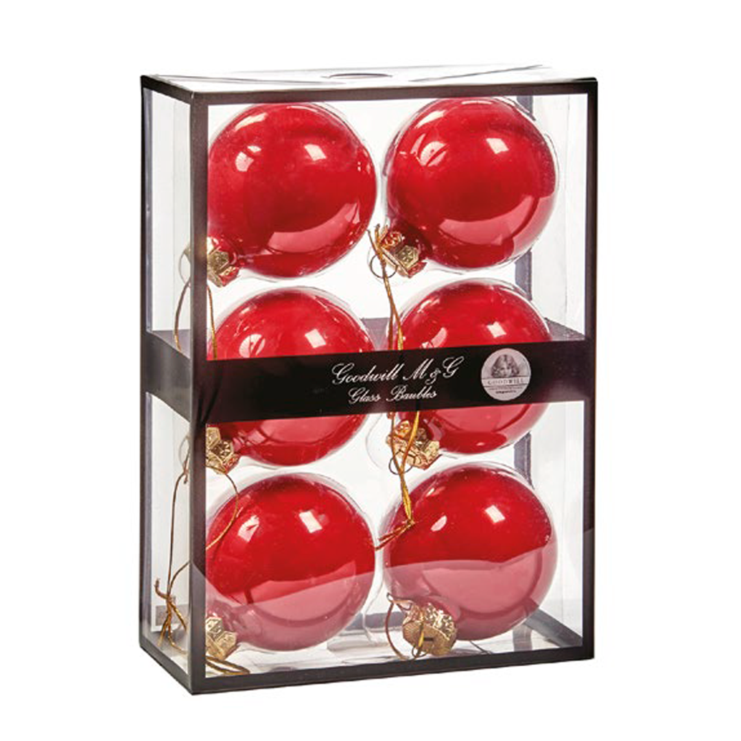 Set of 6 Red Tree Balls