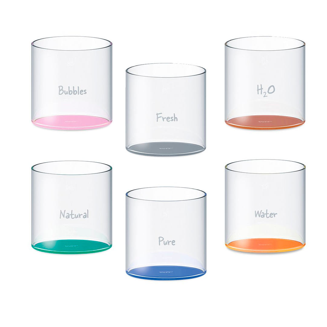Set of 6 Cups with Colored Background