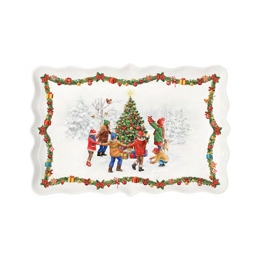 Rectangular Plate Christmas Round Dance