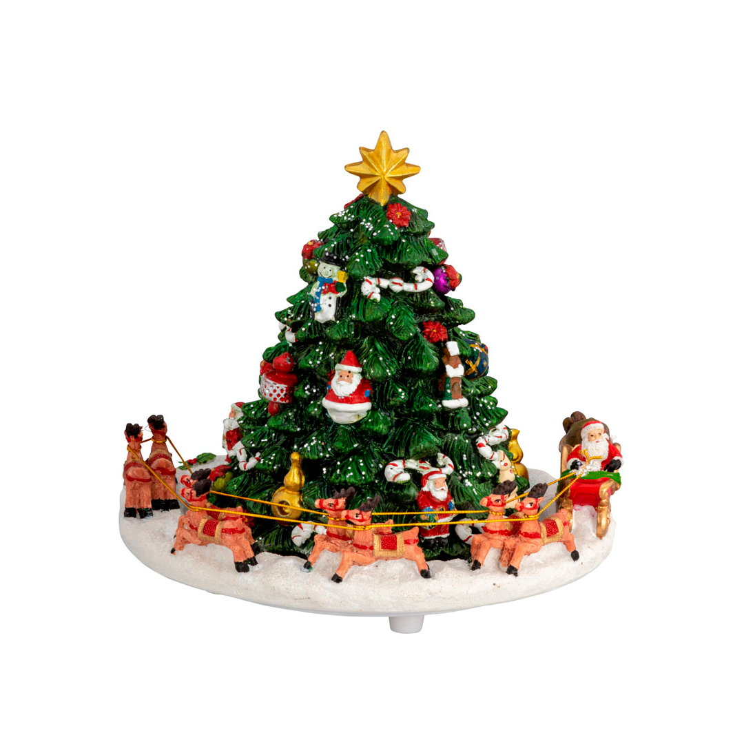 Reindeer and Santa Claus Christmas Tree with Music