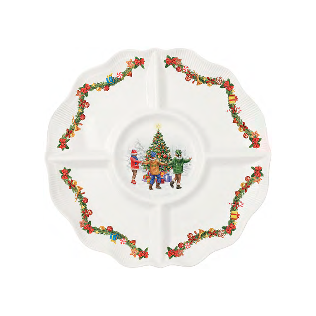 Round Plate for Appetizers Christmas Round Dance