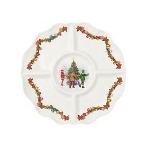 Round Plate for Appetizers Christmas Round Dance