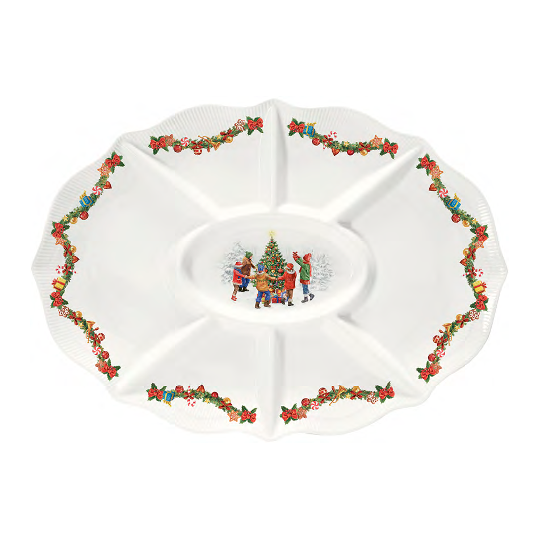 Oval Plate for Appetizers Christmas Round Dance