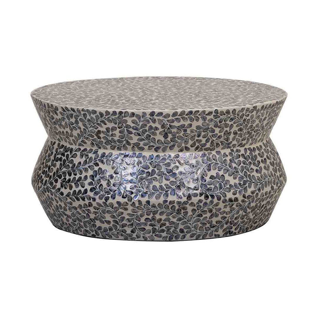 Gray Capiz Floral Pattern Coffee Table