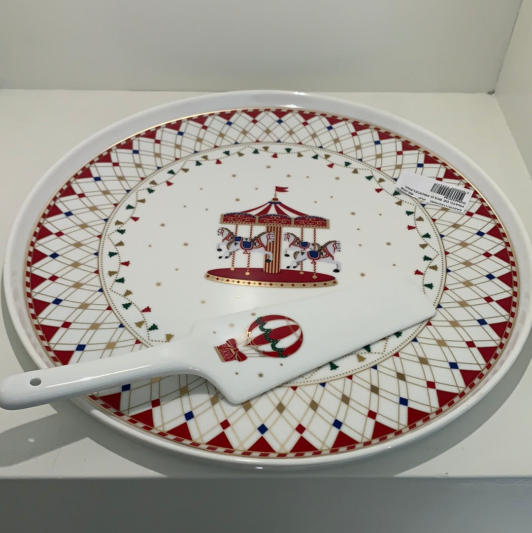Carousel cake plate with spatula