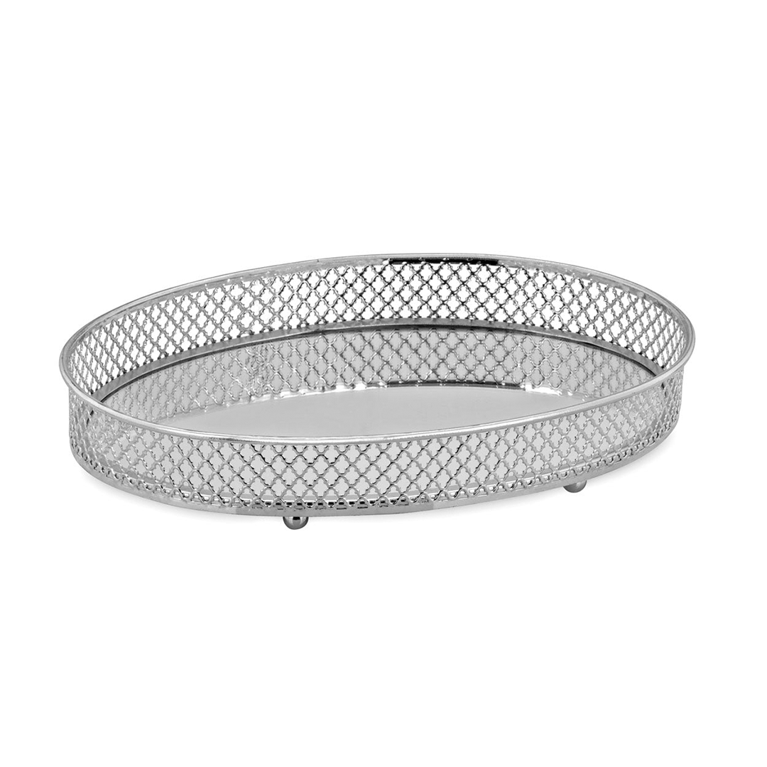 Silver Oval Tray with Mirror